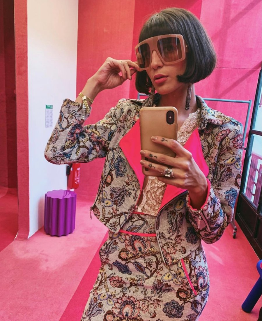 Pink-room mirror portrait
